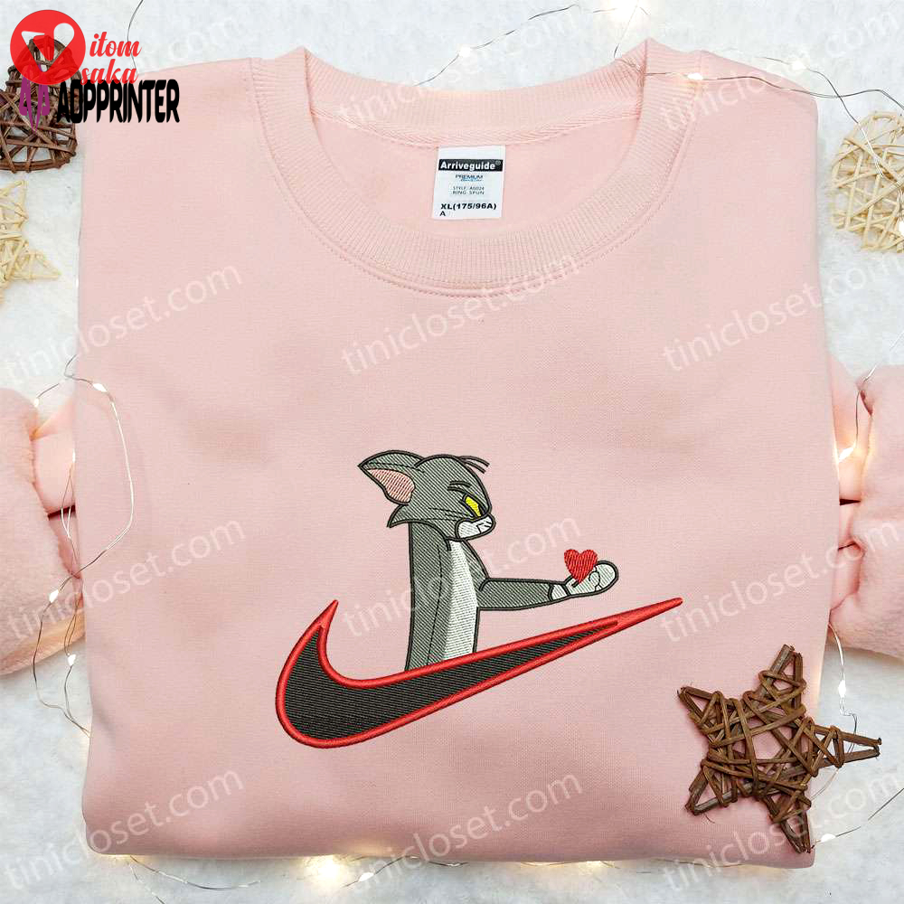 Tom give heart x swoosh sweatshirt tom and jerry cartoon shirt best gift ideas
