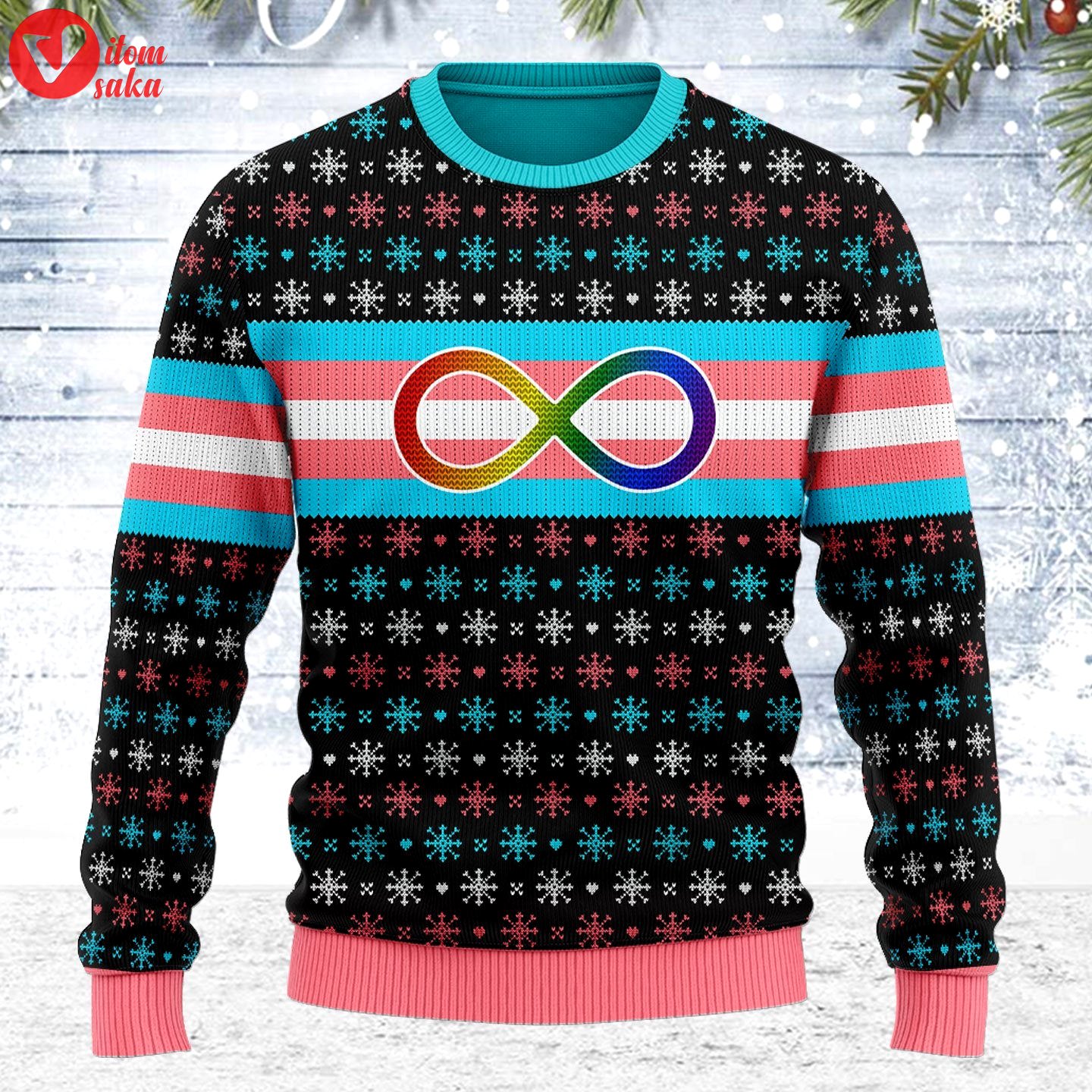 Transgender autistic flag ugly christmas sweater – stormmerch exclusive