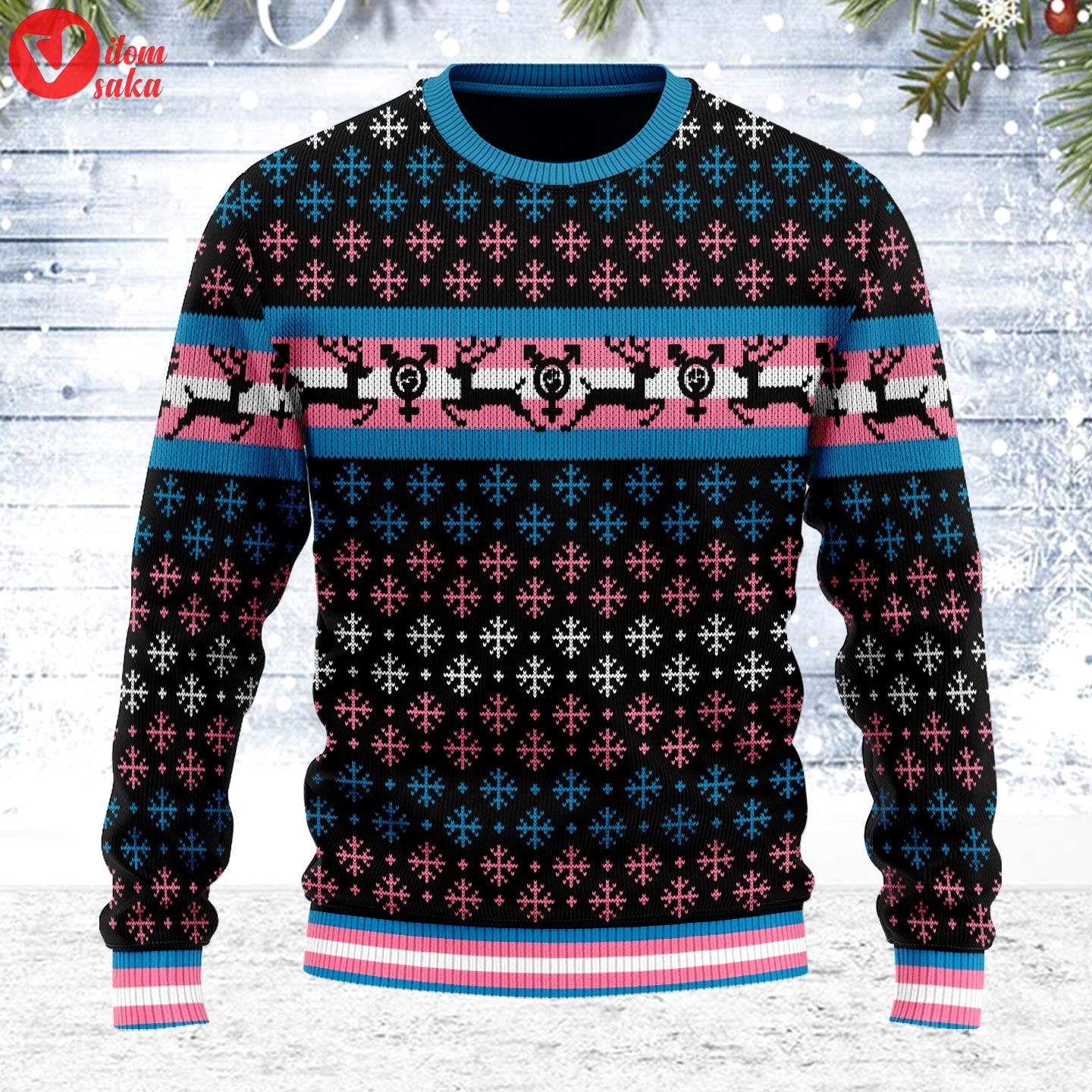 Transgender pride flag ugly christmas sweater – stormmerch exclusive