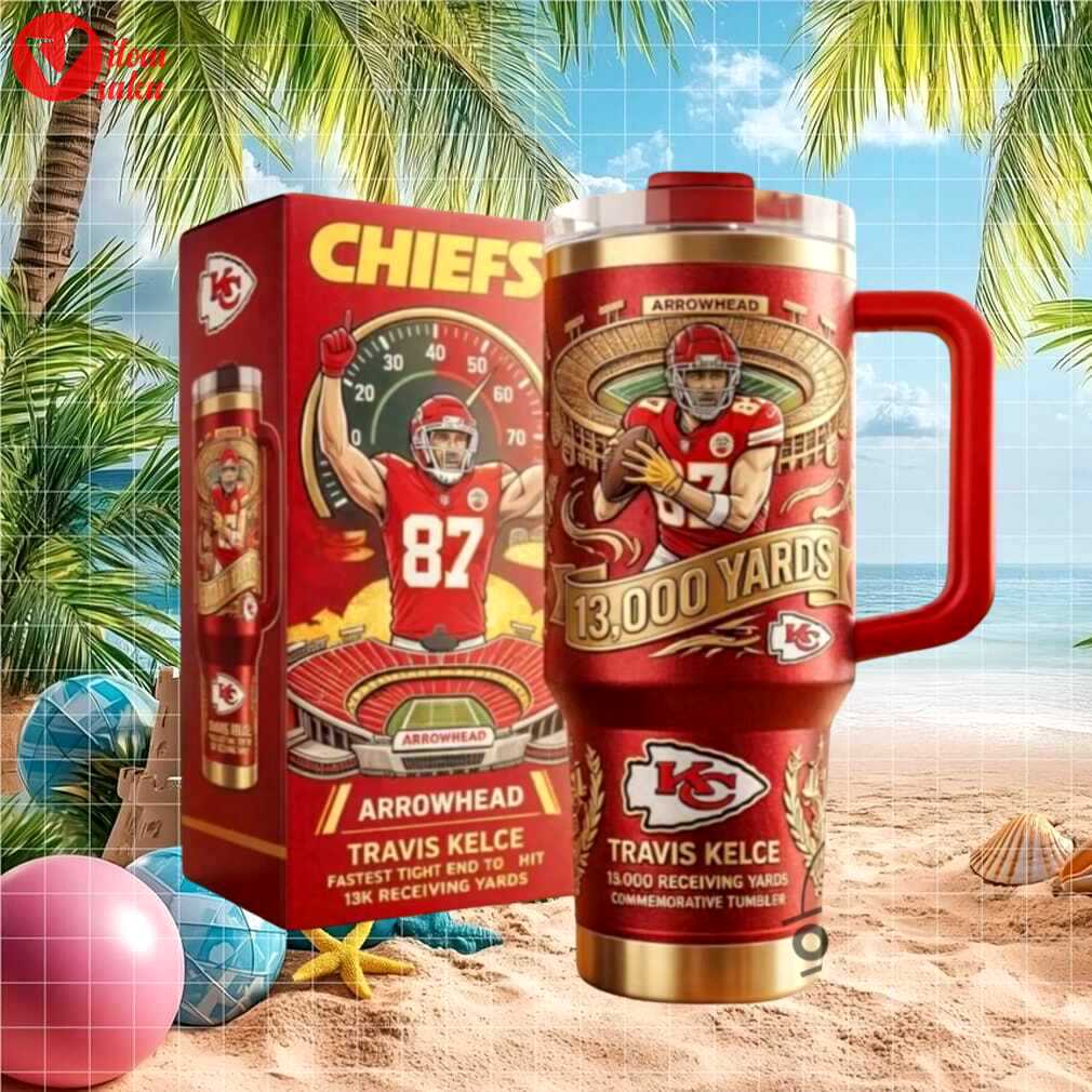 Travis kelce kansas city chiefs 13,000 yards career milestone tumbler