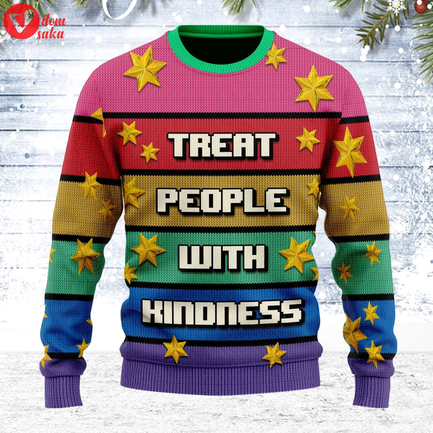 Treat people with kindness ugly christmas sweater – stormmerch exclusive