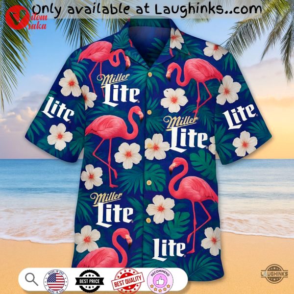 Tropical flamingo miller lite hawaiian shirt