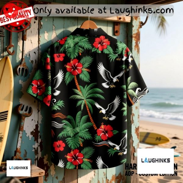 Tropical hibiscus harley davidson hawaiian shirt