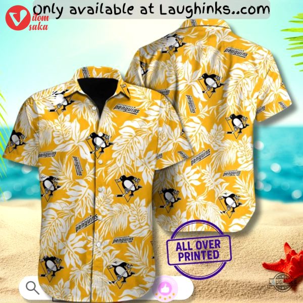 Tropical leaves aloha pittsburgh penguins hawaiian shirt