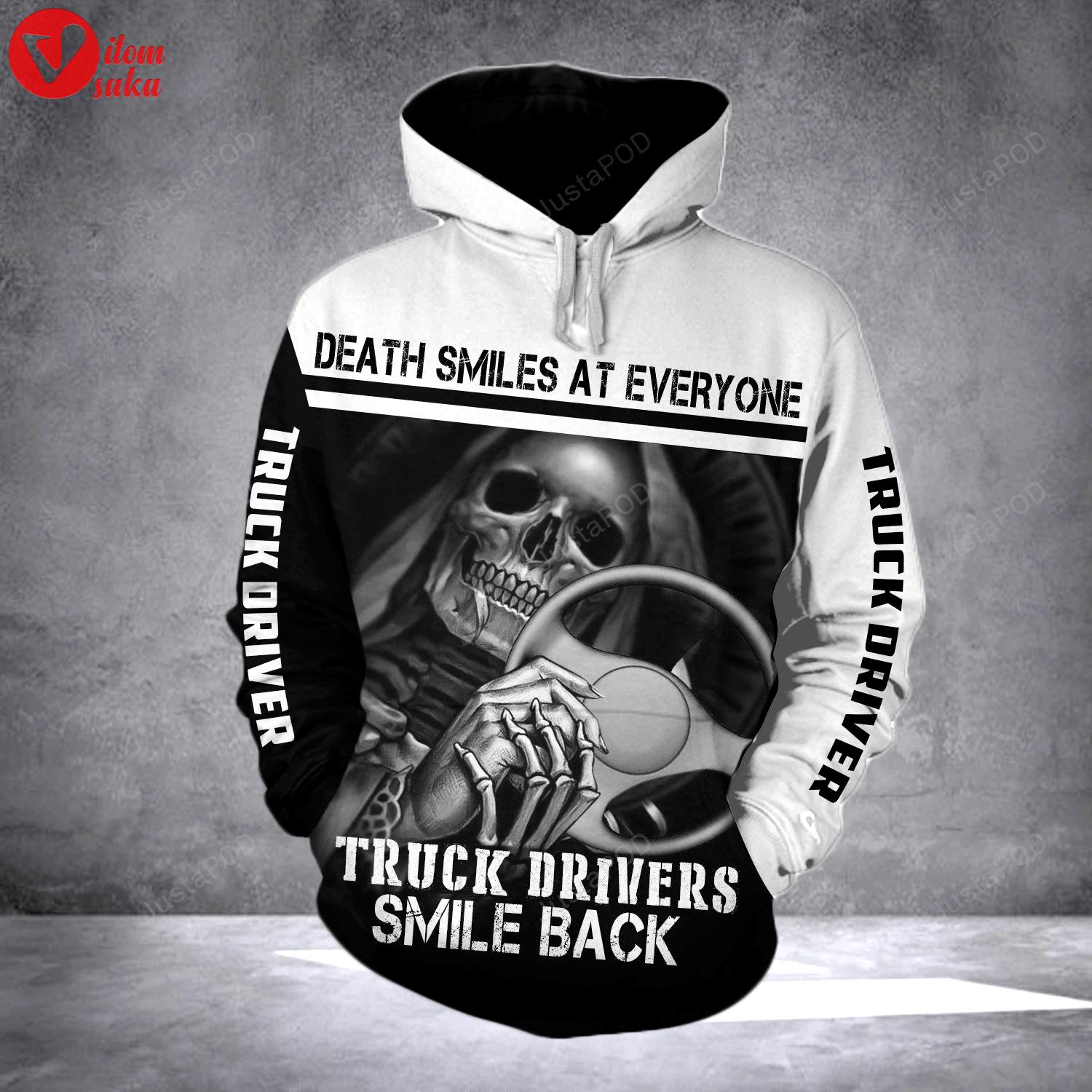 Trucker smile back 3d all over printed hoodie, zip- up hoodie