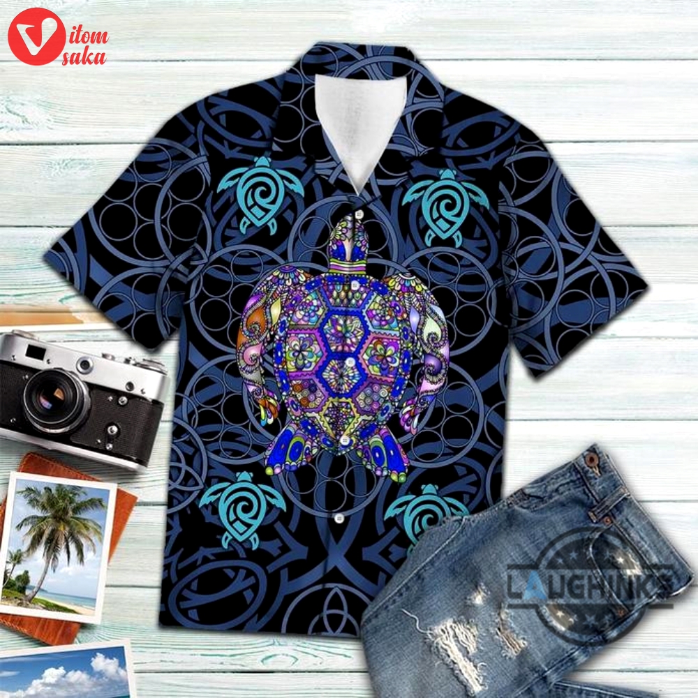Turtle blue mandala vikings tropical hawaiian shirt 131 aloha hawaii shirts aloha summer beach button up shirts and shorts new