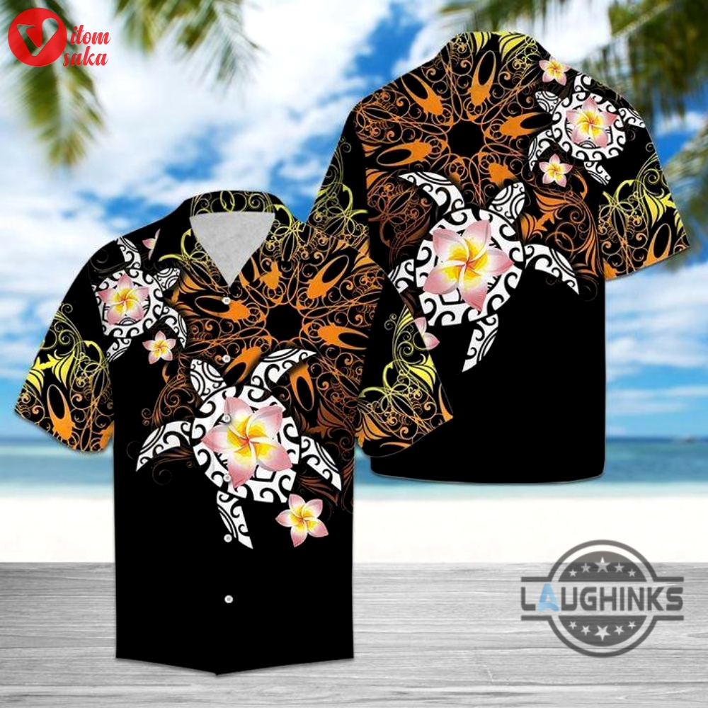 Turtle floral hawaiian shirt aloha summer beach button up shirts and shorts gift