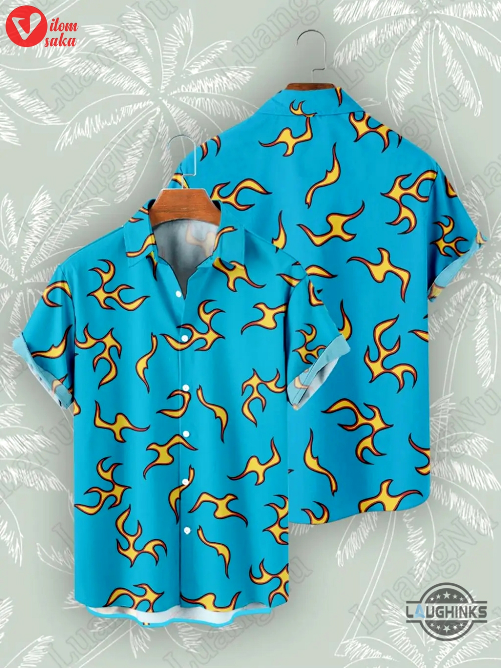 Tyler the creator cherry bomb hawaiian shirt and shorts golf wang flame pattern button up aloha beach shirt