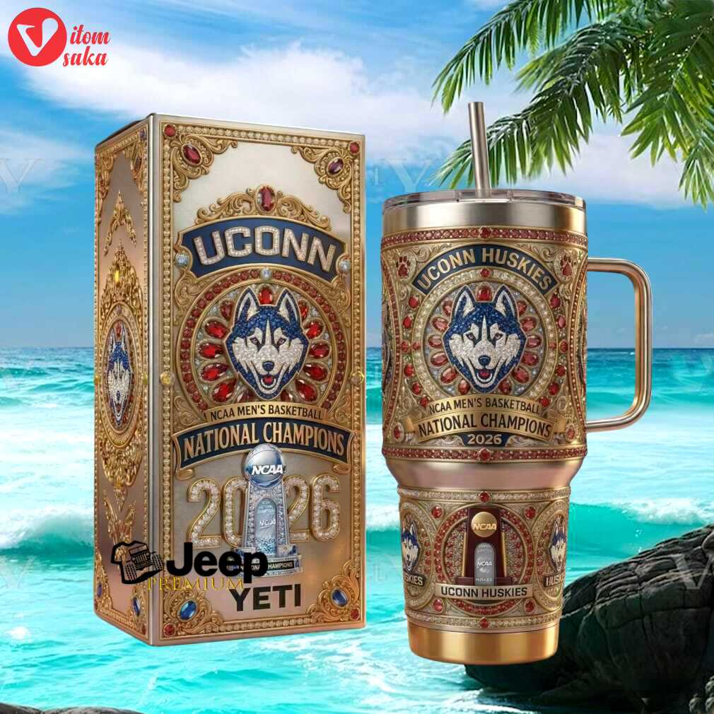 Uconn huskies ncaa men’s basketball national champions 2026 luxury red white gift stainless steel insulated tumbler
