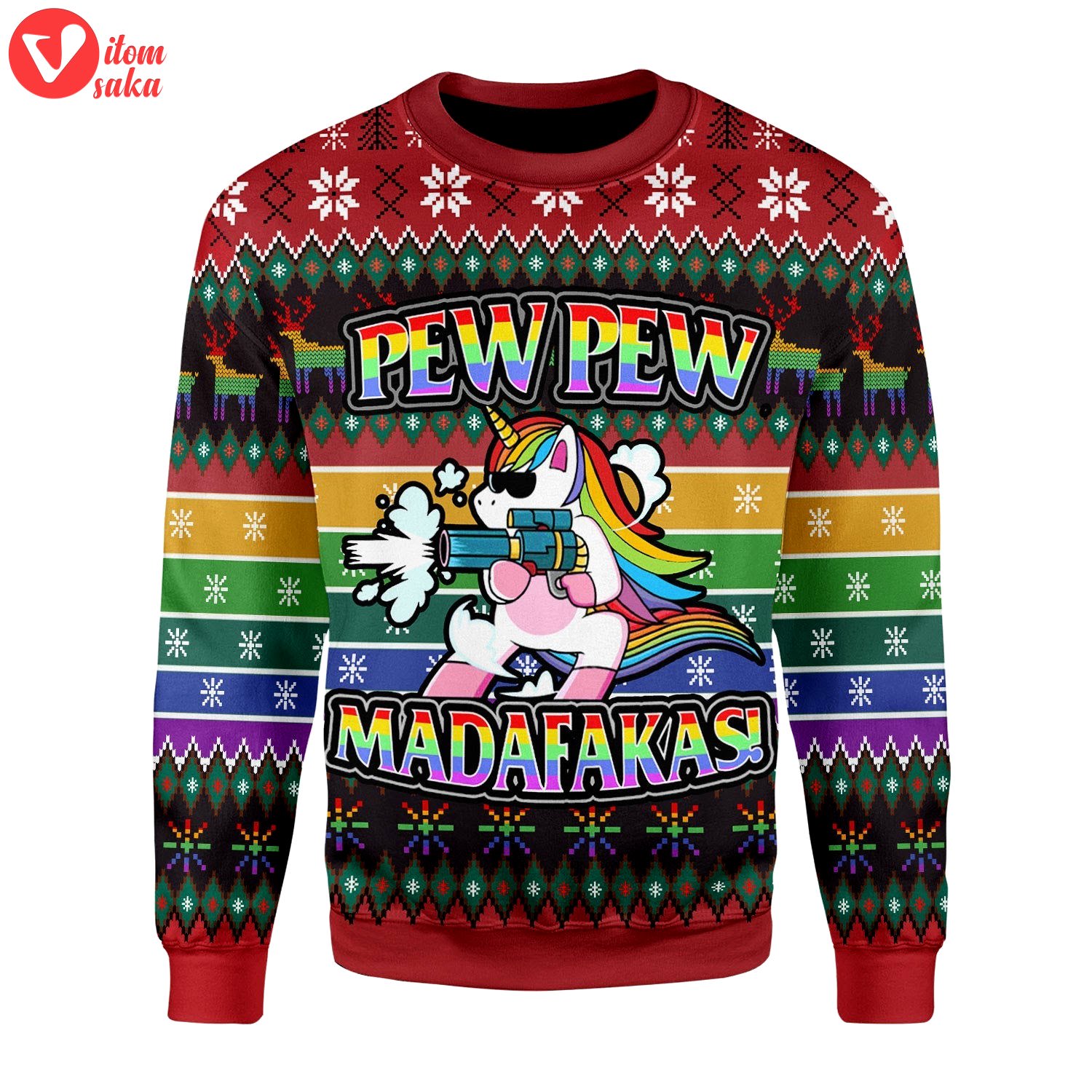 Unicorn lgbt pew pew christmas sweater – stormmerch exclusive