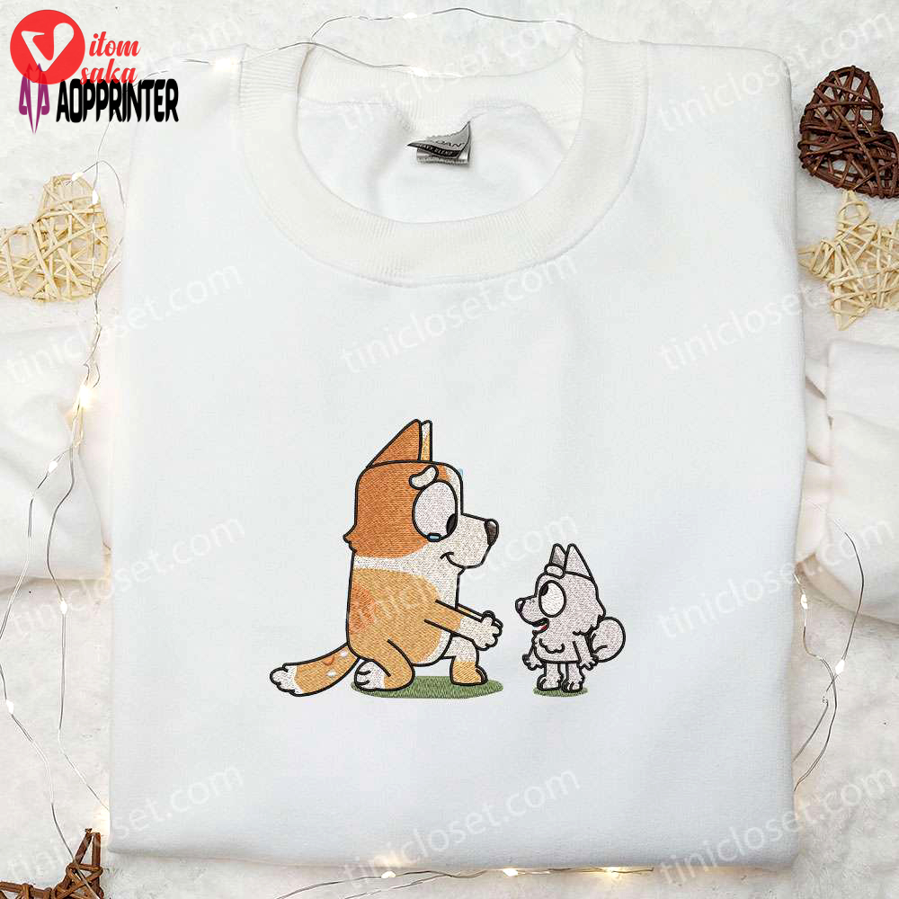 Unique aunty brandy & pom pom embroidered shirt bluey cartoon hoodie – best family gift idea