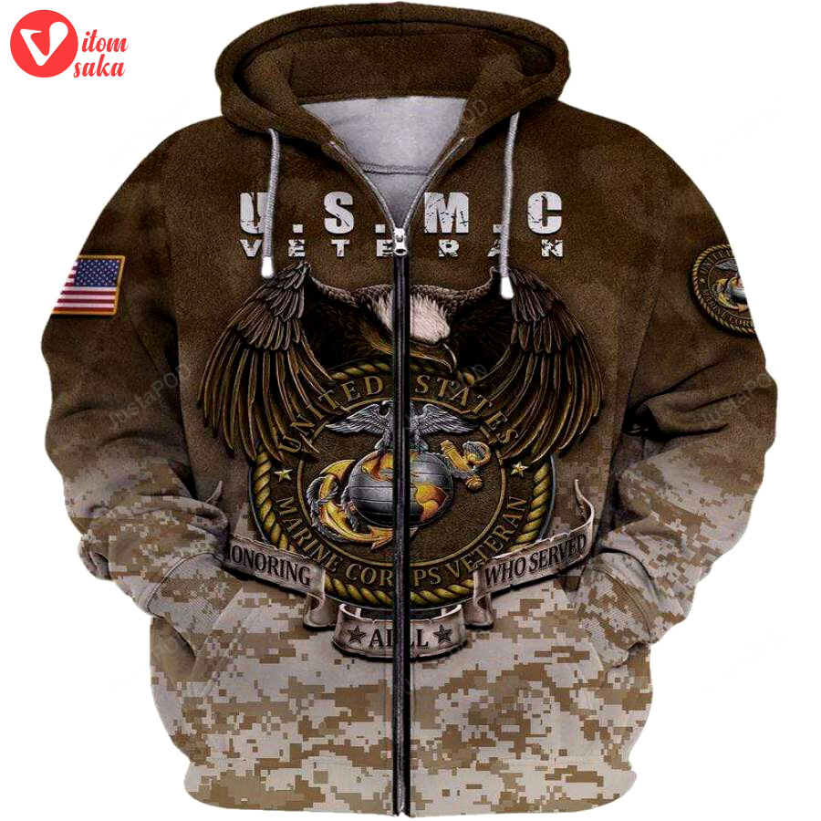 U.s marine corps honoring all who served 3d all print hoodie, zip- up hoodie