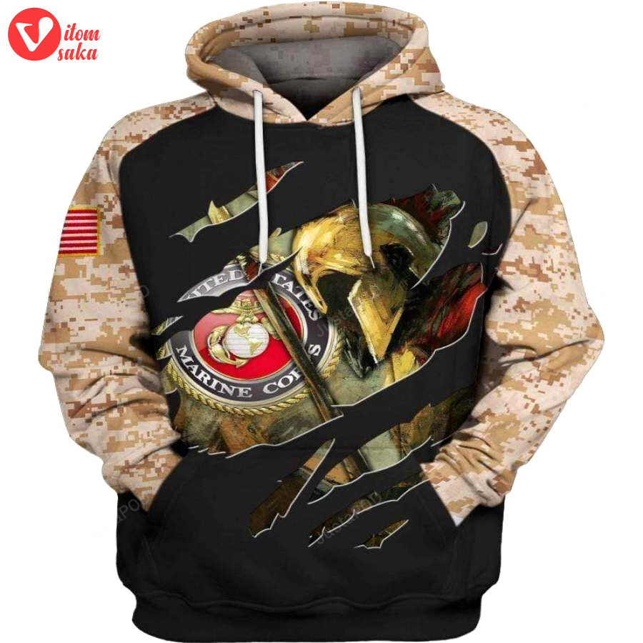 Us marine warrior 3d all print hoodie, zip- up hoodie