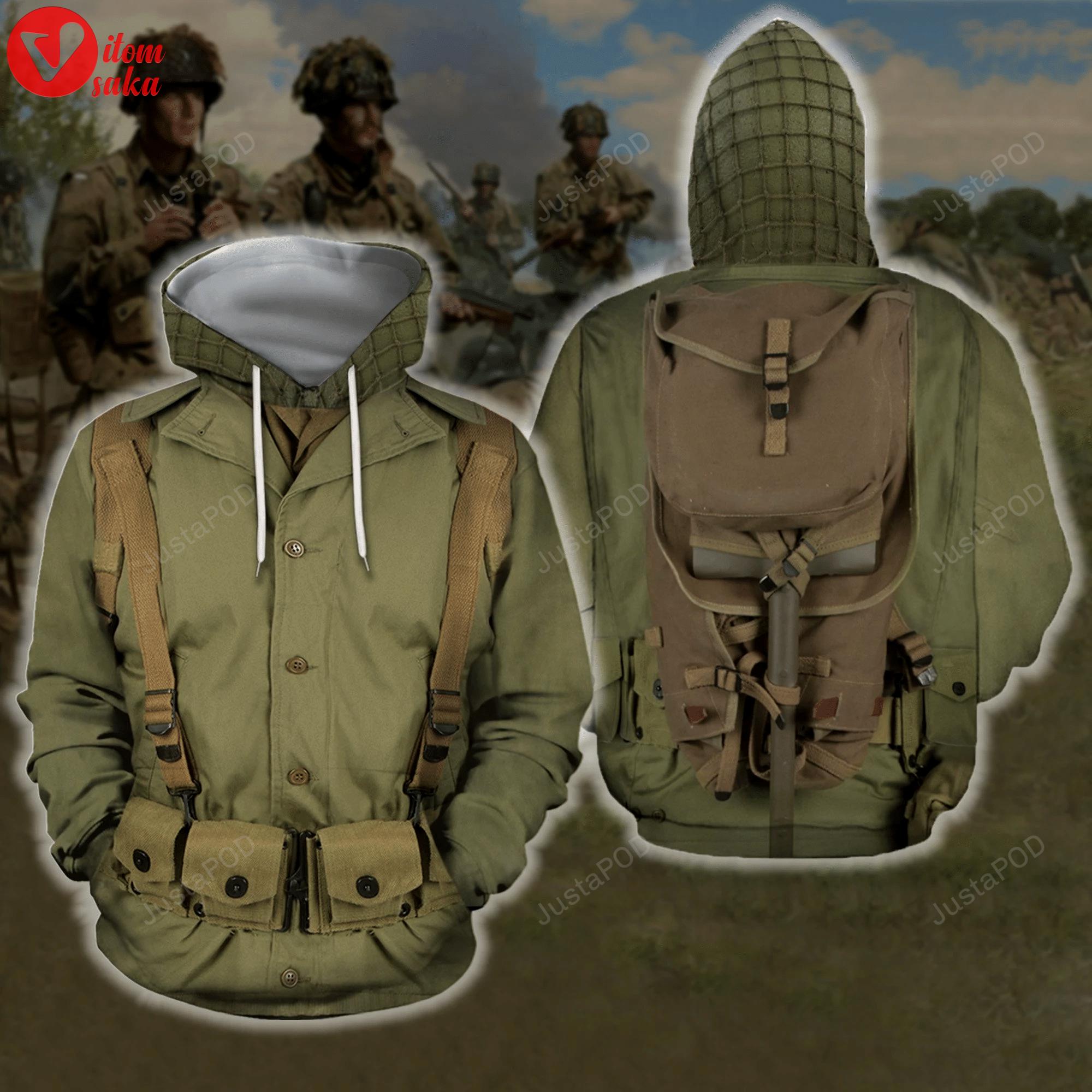 U.s. wwii soldier 3d all over printed hoodie, zip- up hoodie