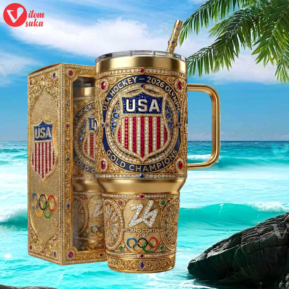 Usa hockey 2026 olympic gold champions milano cortina gold edition tumbler