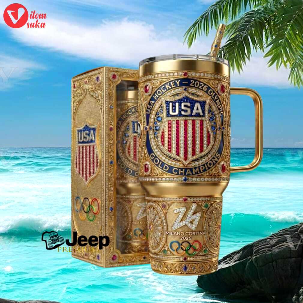 Usa hockey gold champions milano cortina 2026 olympic 40oz gold tumbler
