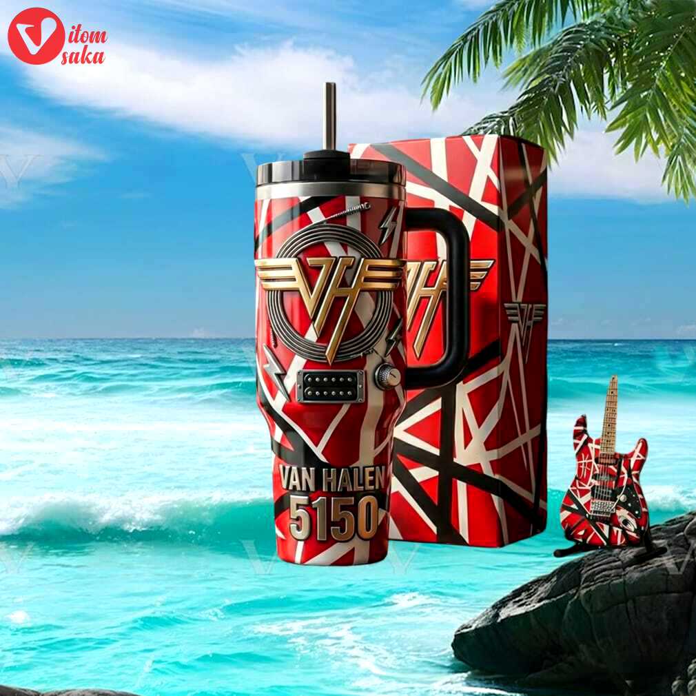 Van halen 5150 “frankenstrat” stripe 3d metal logo rock legend tumbler