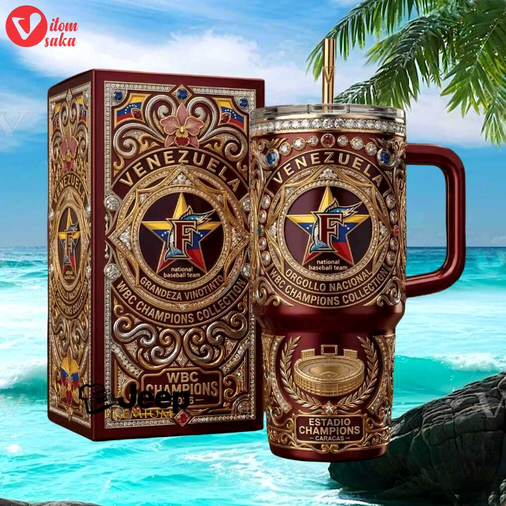 Venezuela wbc champions 2026 national baseball team luxury gold ornate edition stainless steel insulated tumbler