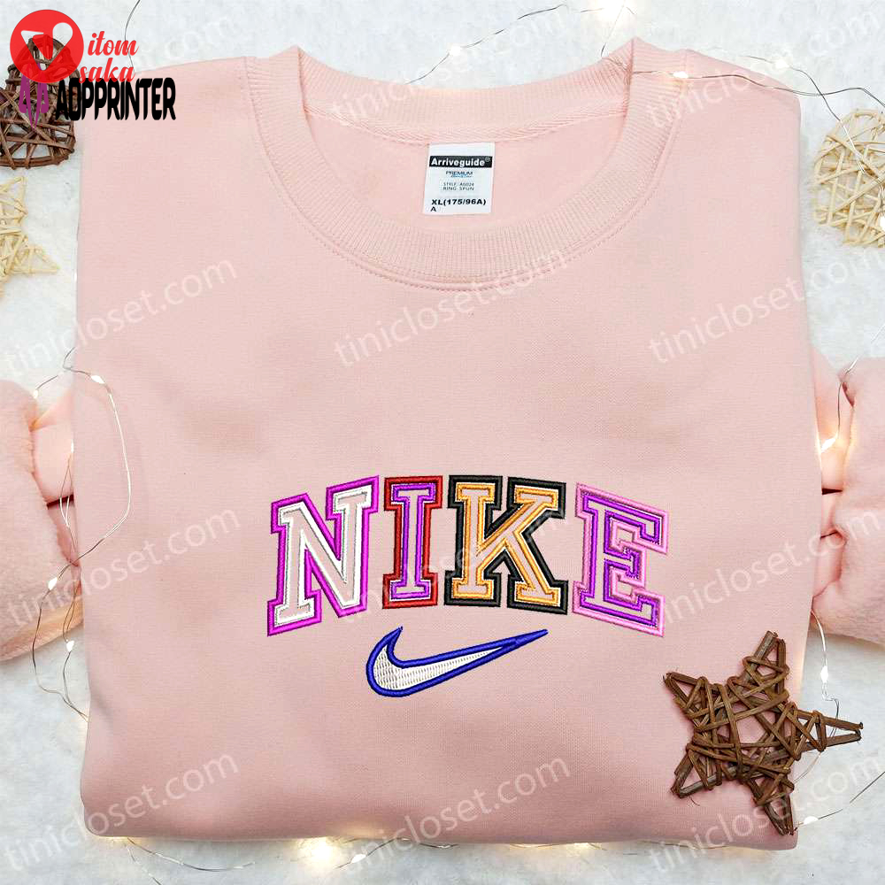Vibrant nike logo embroidered shirt & hoodie: perfect family gifts