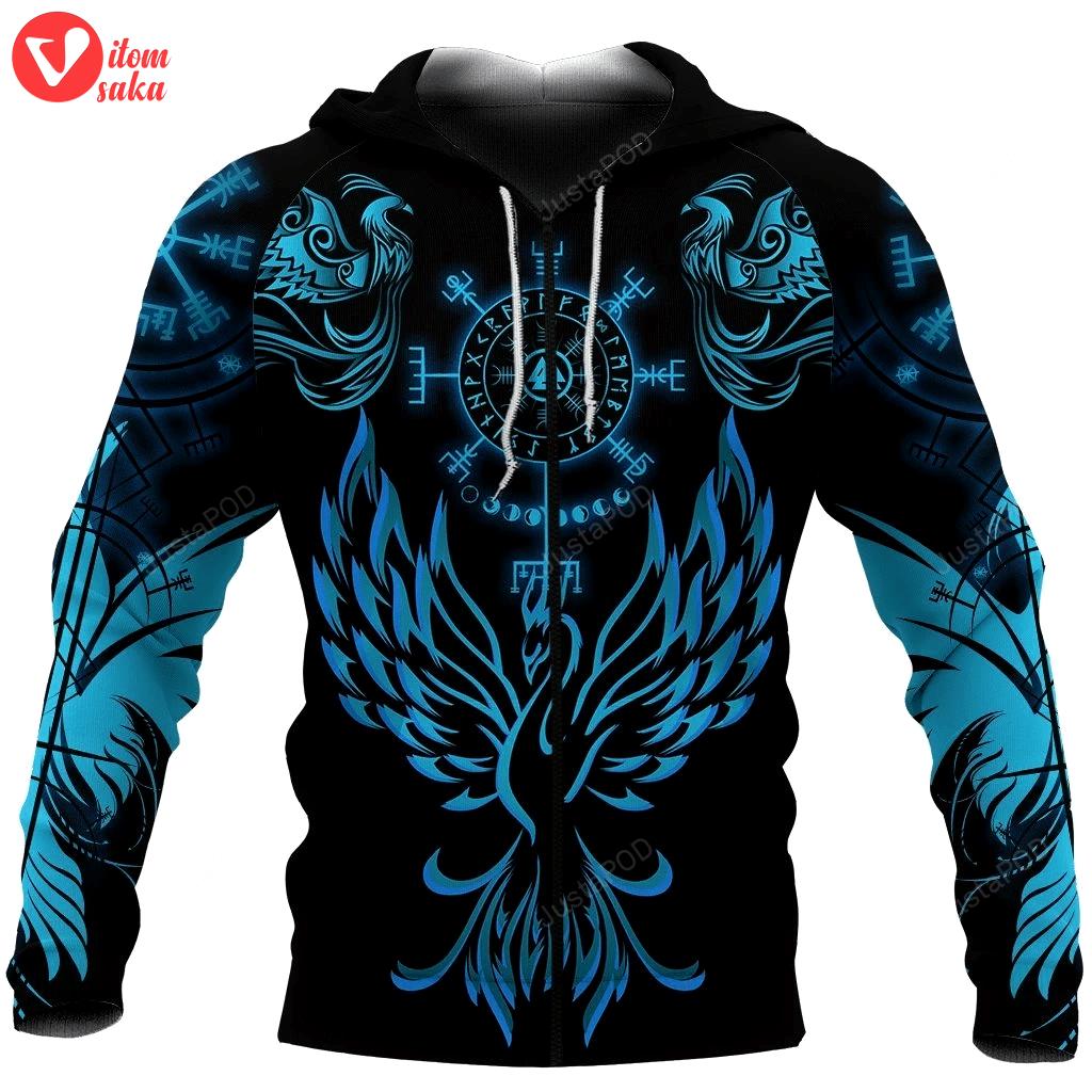 Viking phoenix 3d all over printed hoodie, zip- up hoodie