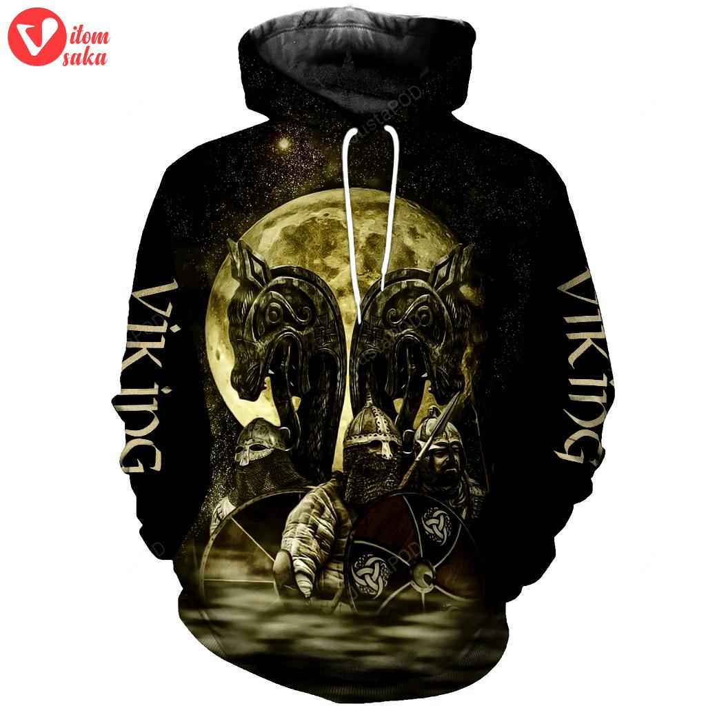 Viking warrior 3d all over printed hoodie, zip- up hoodie