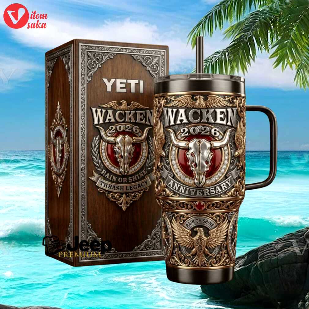 Wacken open air 2026 anniversary “rain or shine” thrash legacy 3d bull tumbler