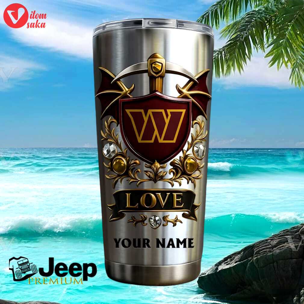 Washington commanders personalized name fan gift vintage burgundy crest stainless steel insulated tumbler