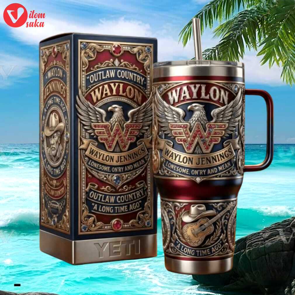Waylon jennings outlaw country tribute 40oz tumbler – collector’s series