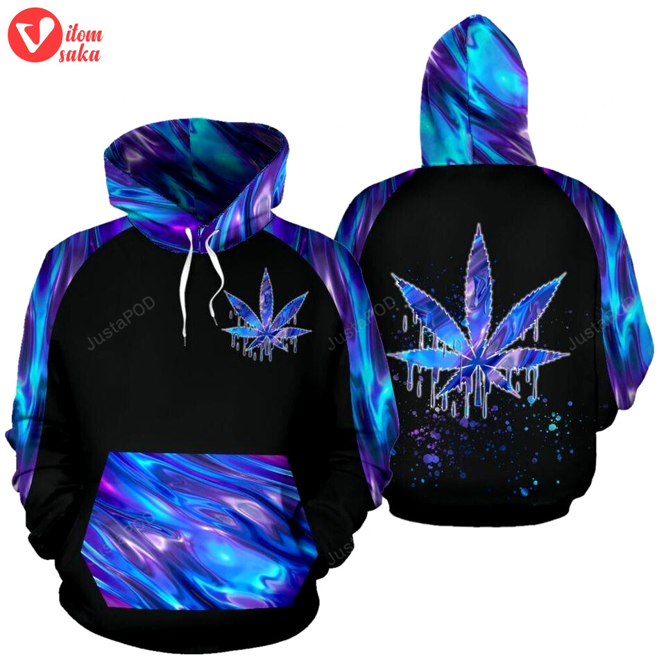 Weed holographic 3d all print hoodie, zip- up hoodie