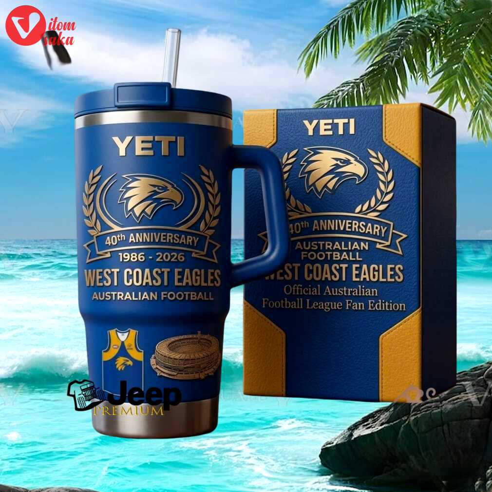 West coast eagles 40th anniversary 1986 2026 official afl fan stainless steel insulated tumbler