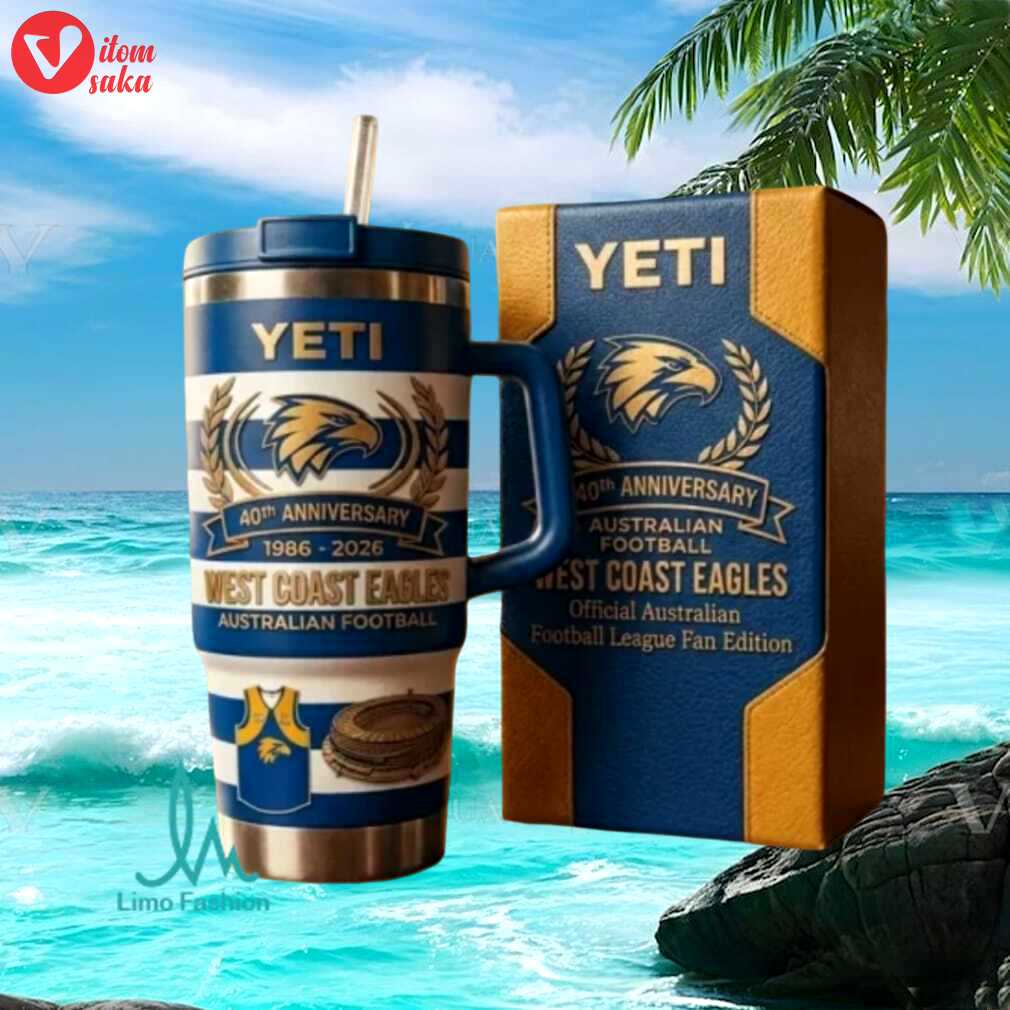 West coast eagles australian football 40th anniversary 1986 2026 retro fan gift stainless steel insulated tumbler