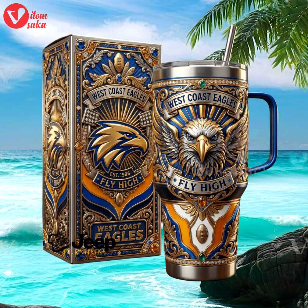 West coast eagles fly high afl est 1986 fan gift stainless steel insulated tumbler