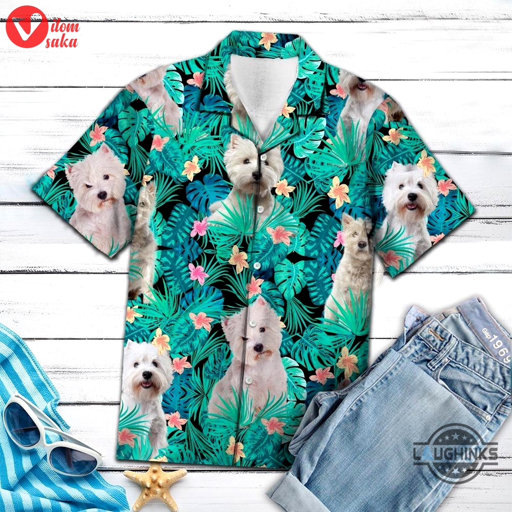 West highland white terrier hawaiian shirt 131 aloha hawaii shirts aloha summer beach button up shirts and shorts new