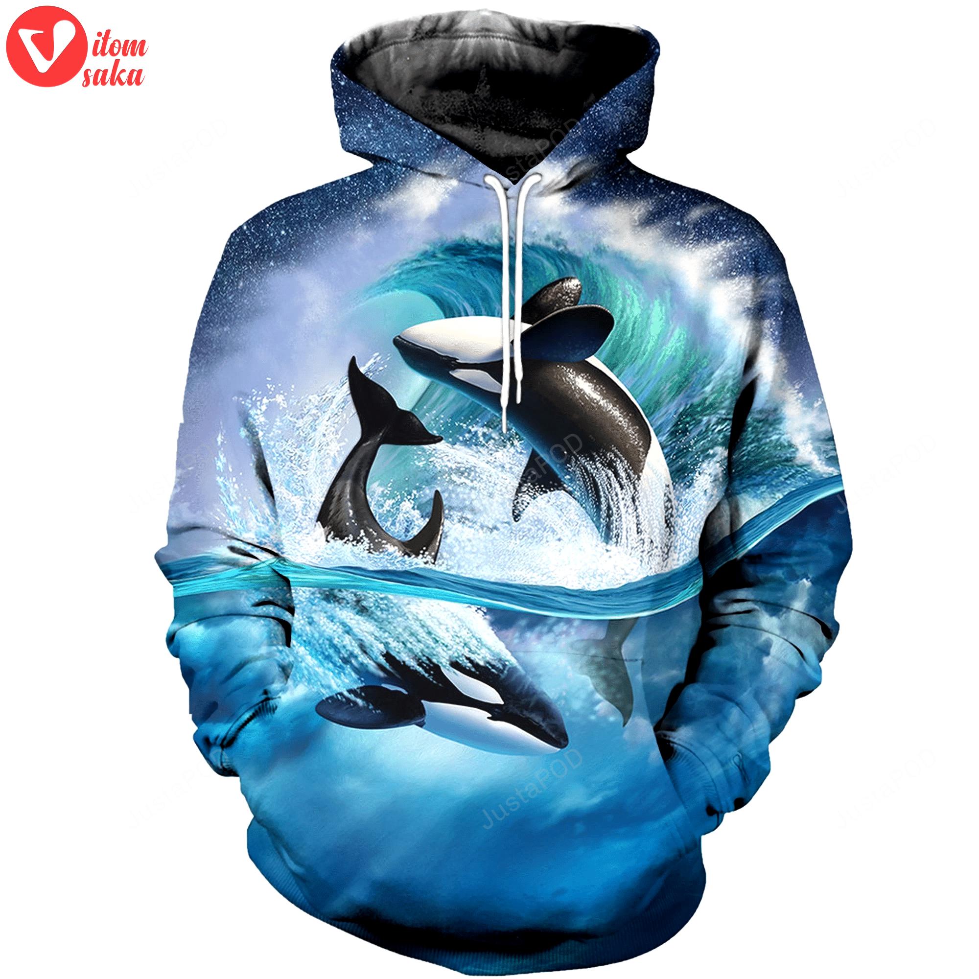 Whale 3d all over print hoodie, zip-up hoodie
