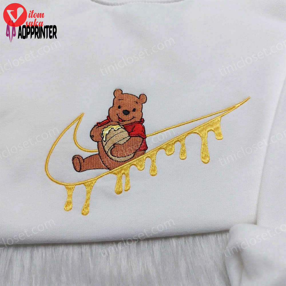 Winnie pooh nike swoosh sweatshirt & disney embroidered hoodie: custom nike swoosh shirt