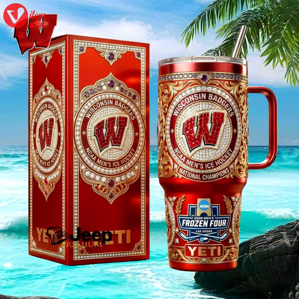 Wisconsin badgers ncaa men’s ice hockey 2026 national champions frozen four 40oz stainless steel insulated tumbler