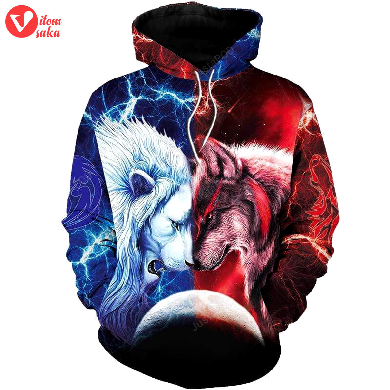 Wolf and lion 3d all print hoodie, zip- up hoodie