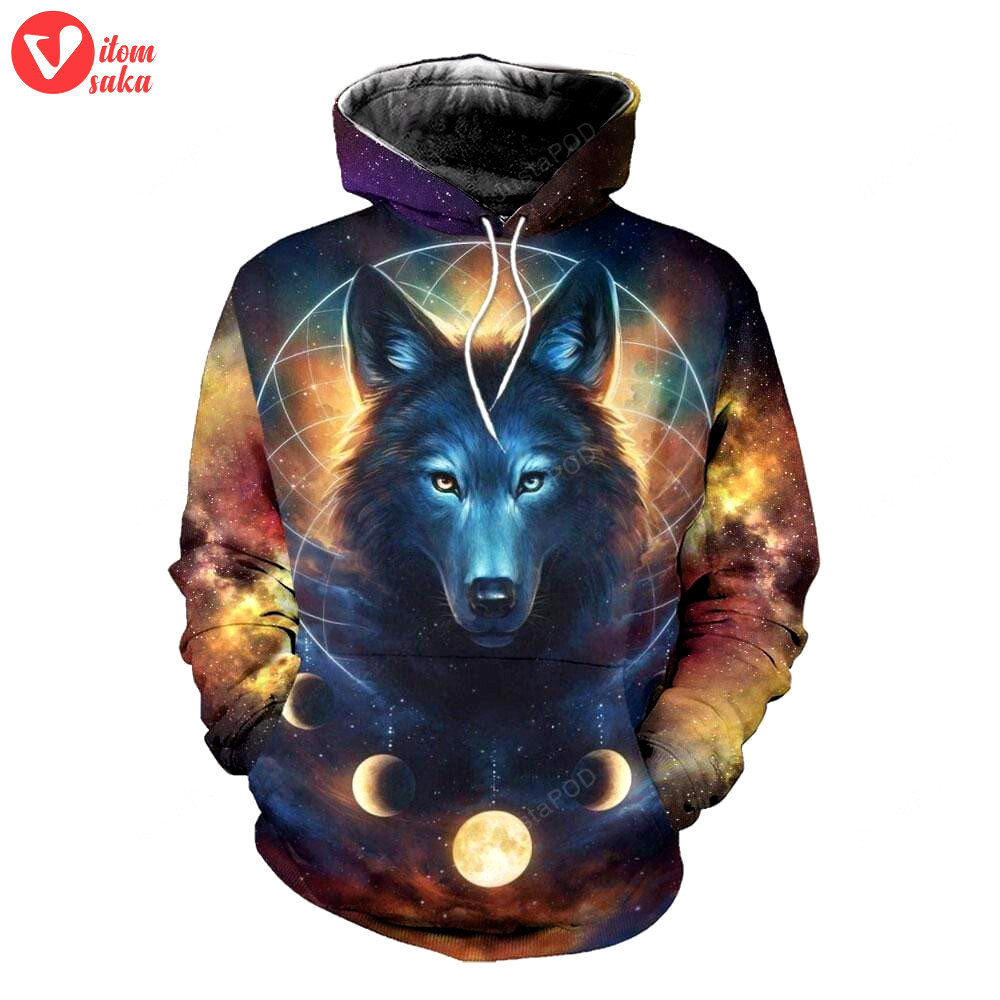 Wolf planet galaxy 3d all print hoodie, zip- up hoodie