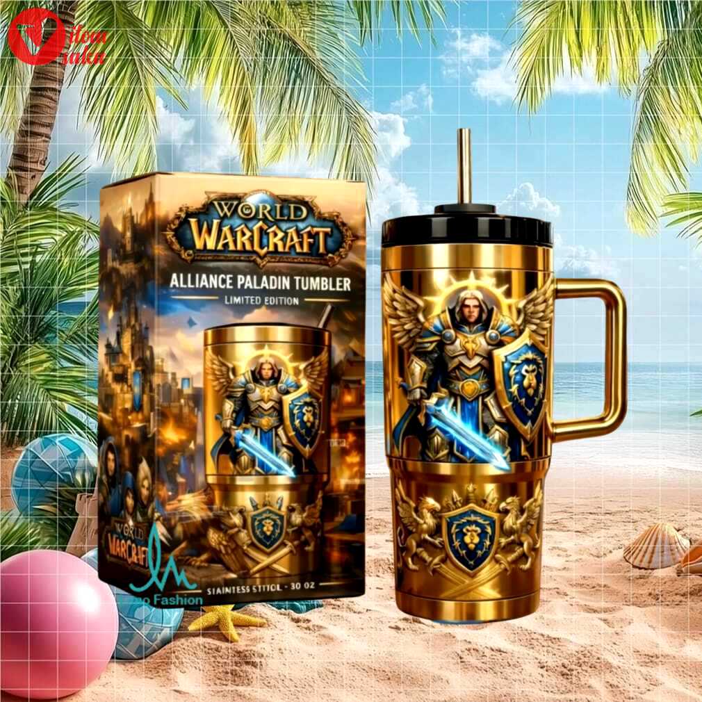 World of warcraft alliance paladin limited edition gold 30oz stainless steel tumbler