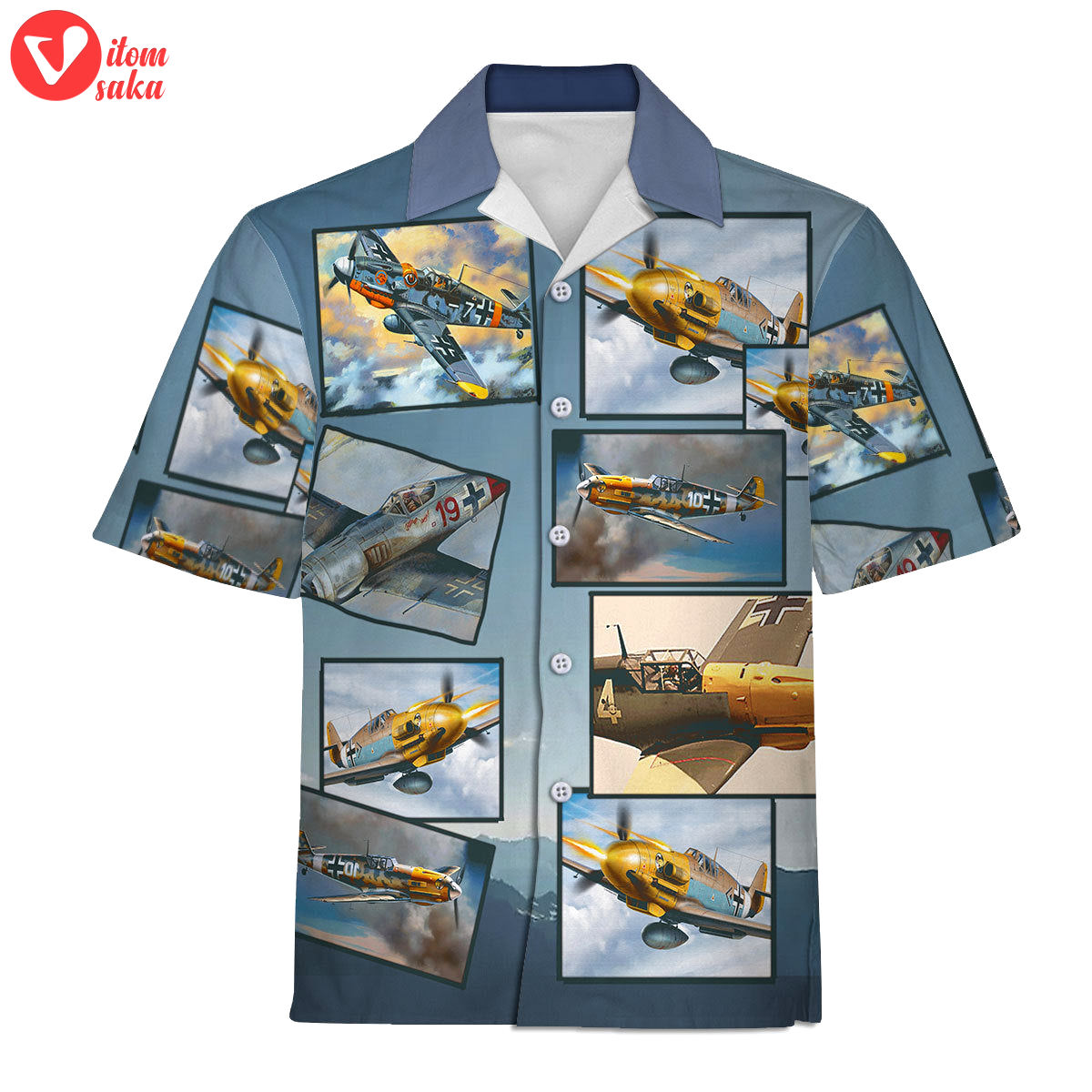 Wwii messerschmitt bf 109 aircraft aloha print hawaiian shirt 3d shirt for unisex – stormmerch exclusive