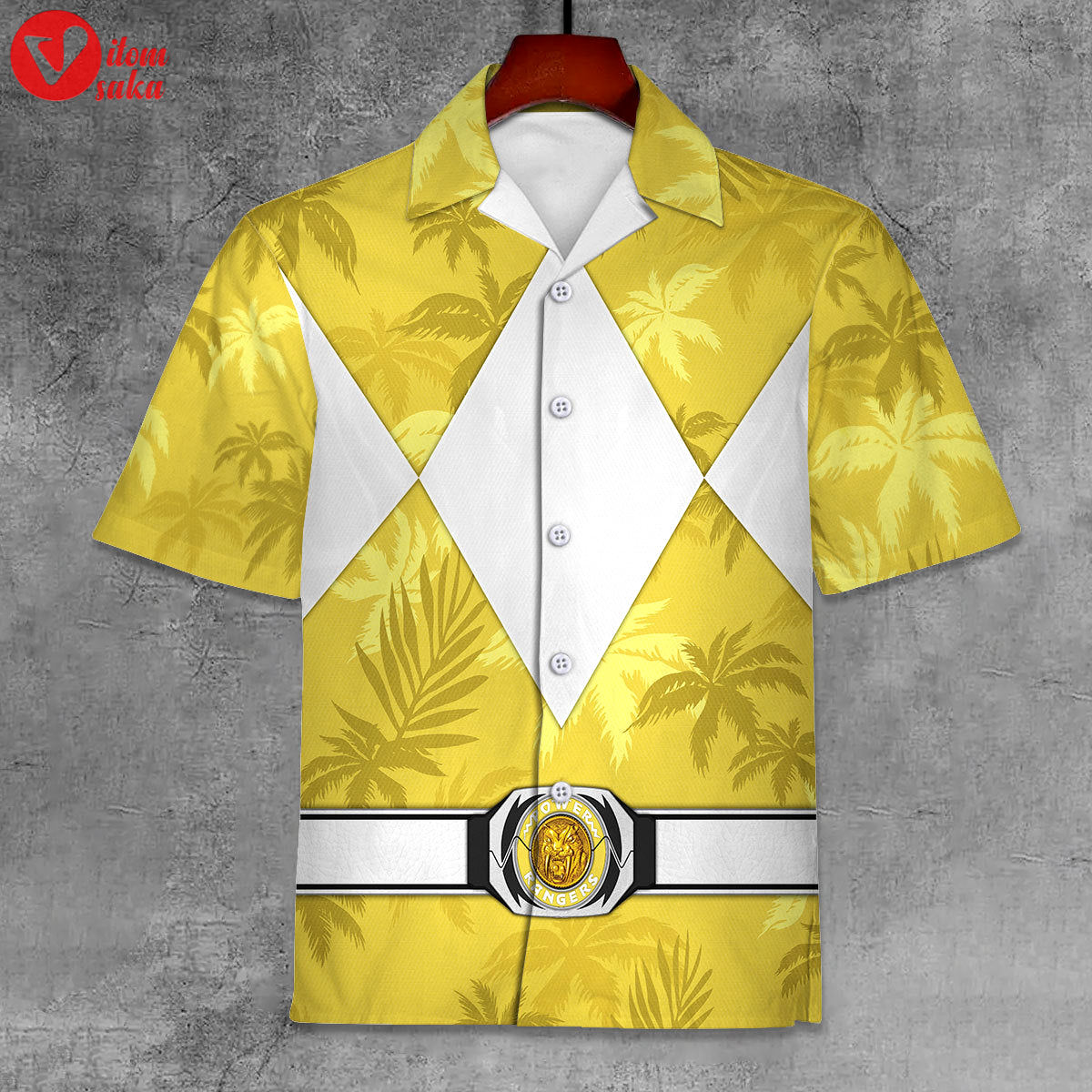 Yellow ranger x tommy vercetti hawaiian shirt beach shorts – stormmerch exclusive