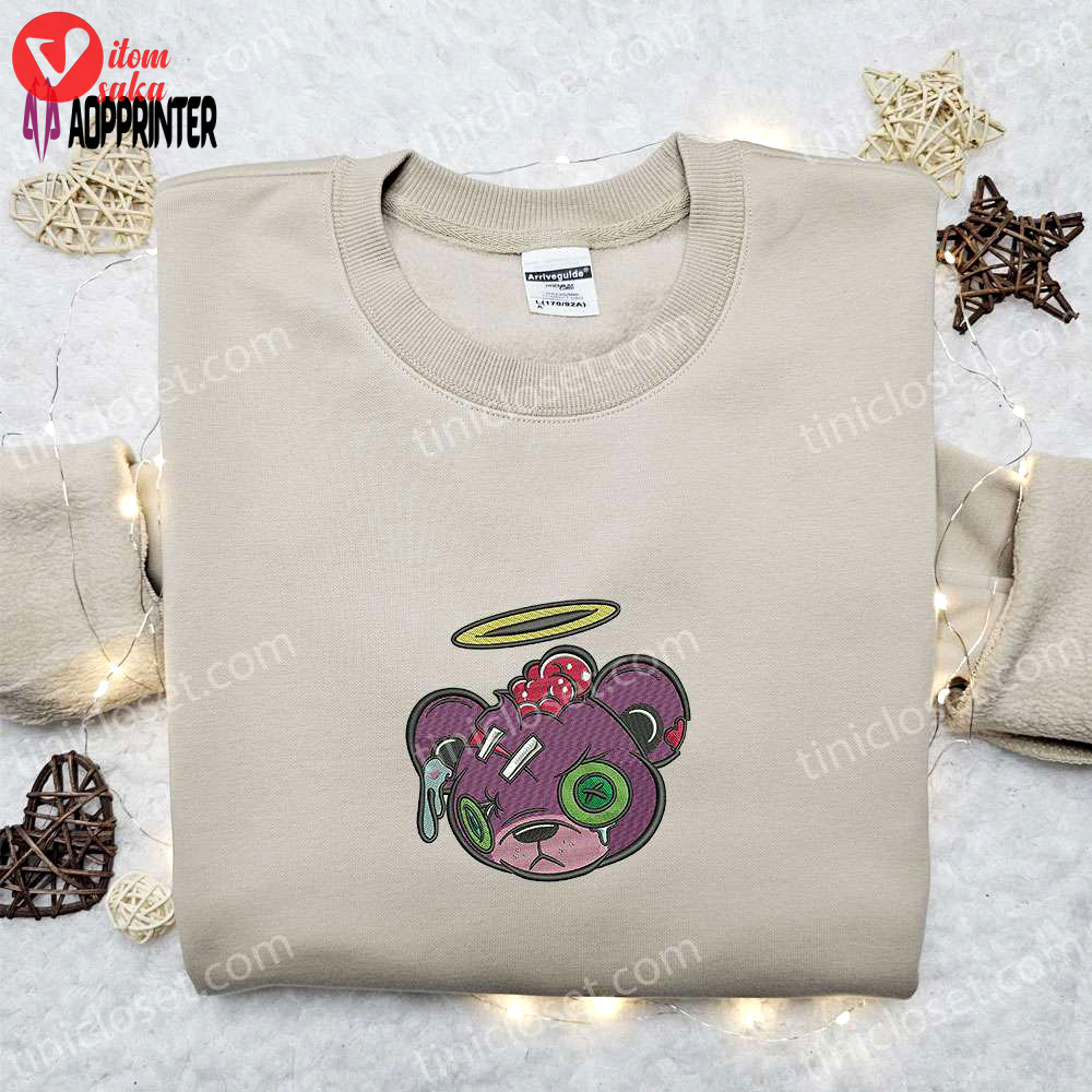 Zombie teddy bear sweatshirt: halloween embroidered hoodie & best gift ideas