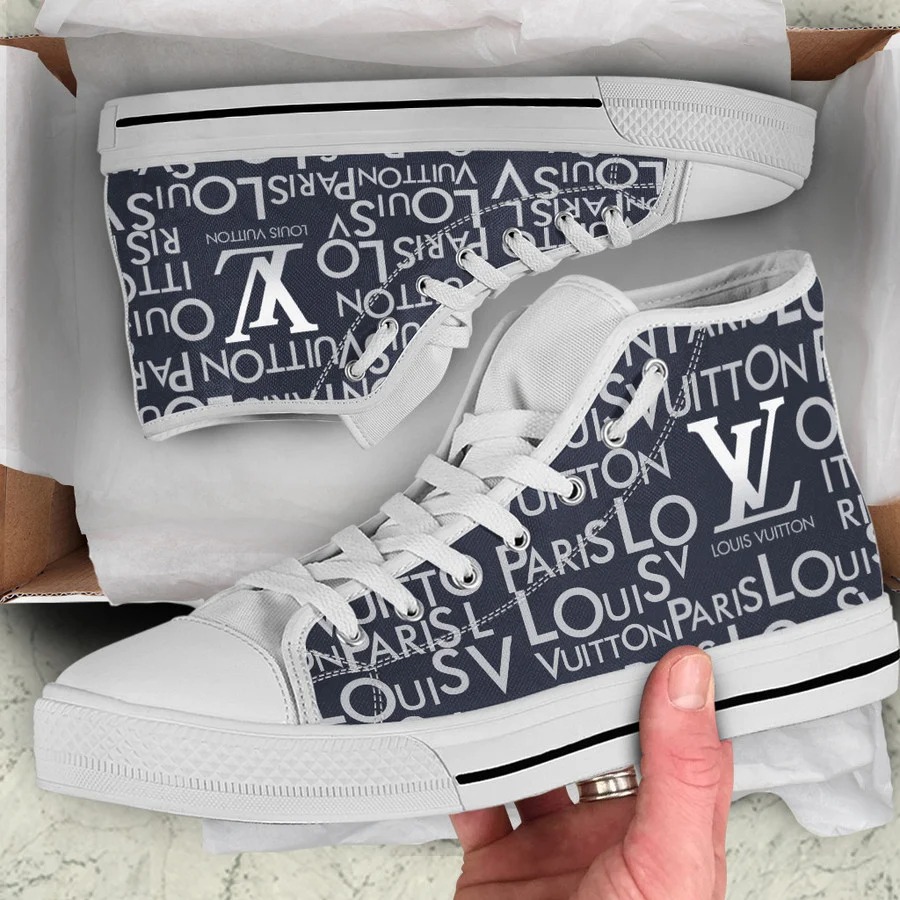 Louis vuitton white navy high top canvas shoes sneakers hot best lv for men women 97 htcv