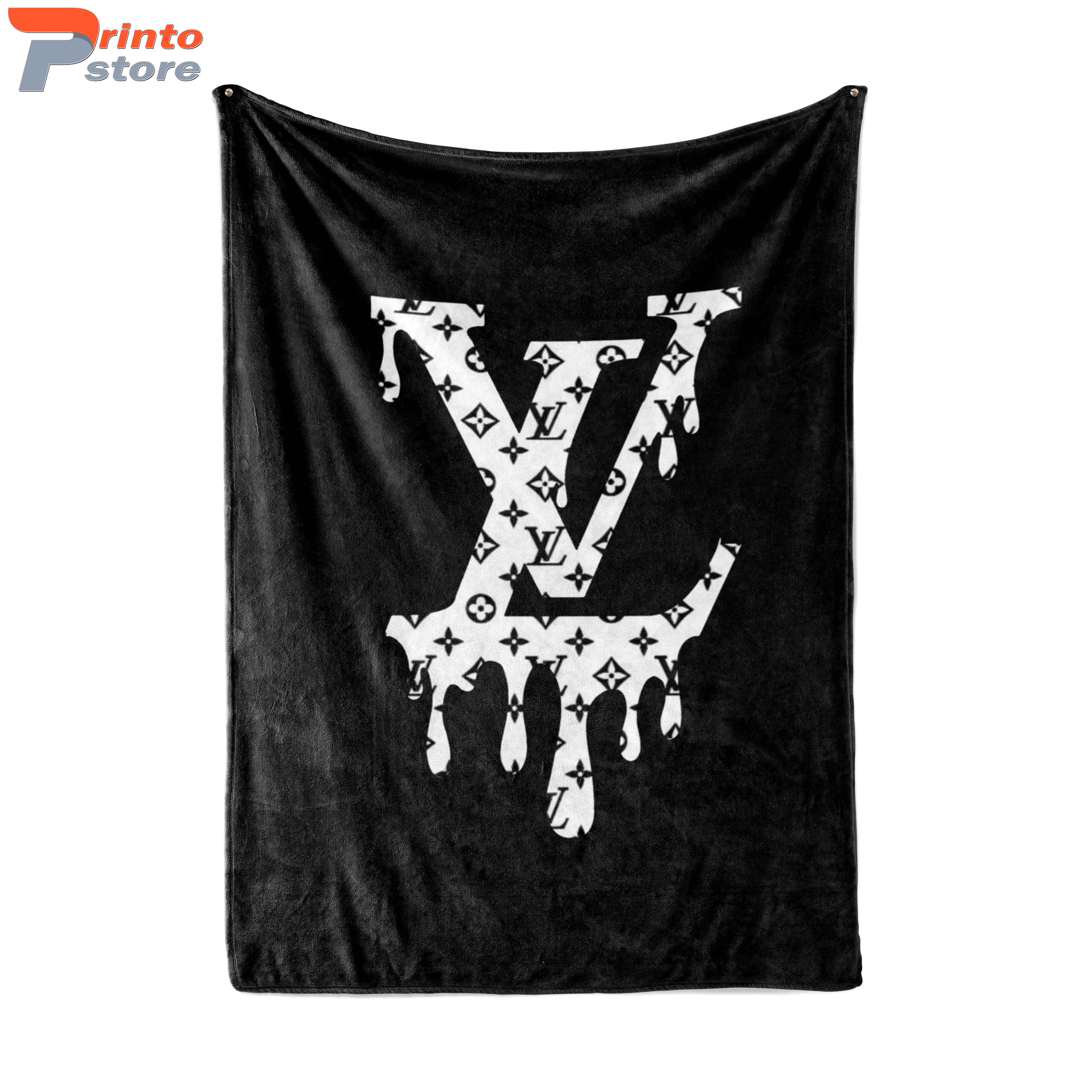 Louis vuitton dirty logo luxury brand premium blanket fleece home decor