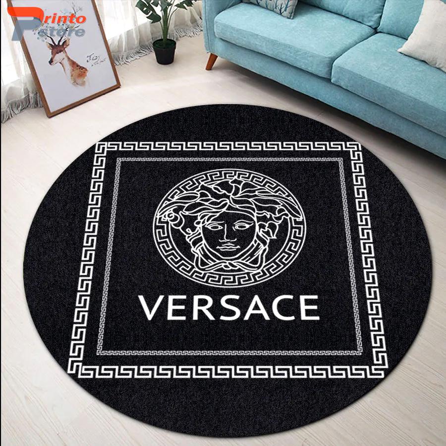 Versace medusa black luxury brand round rug carpet home decor