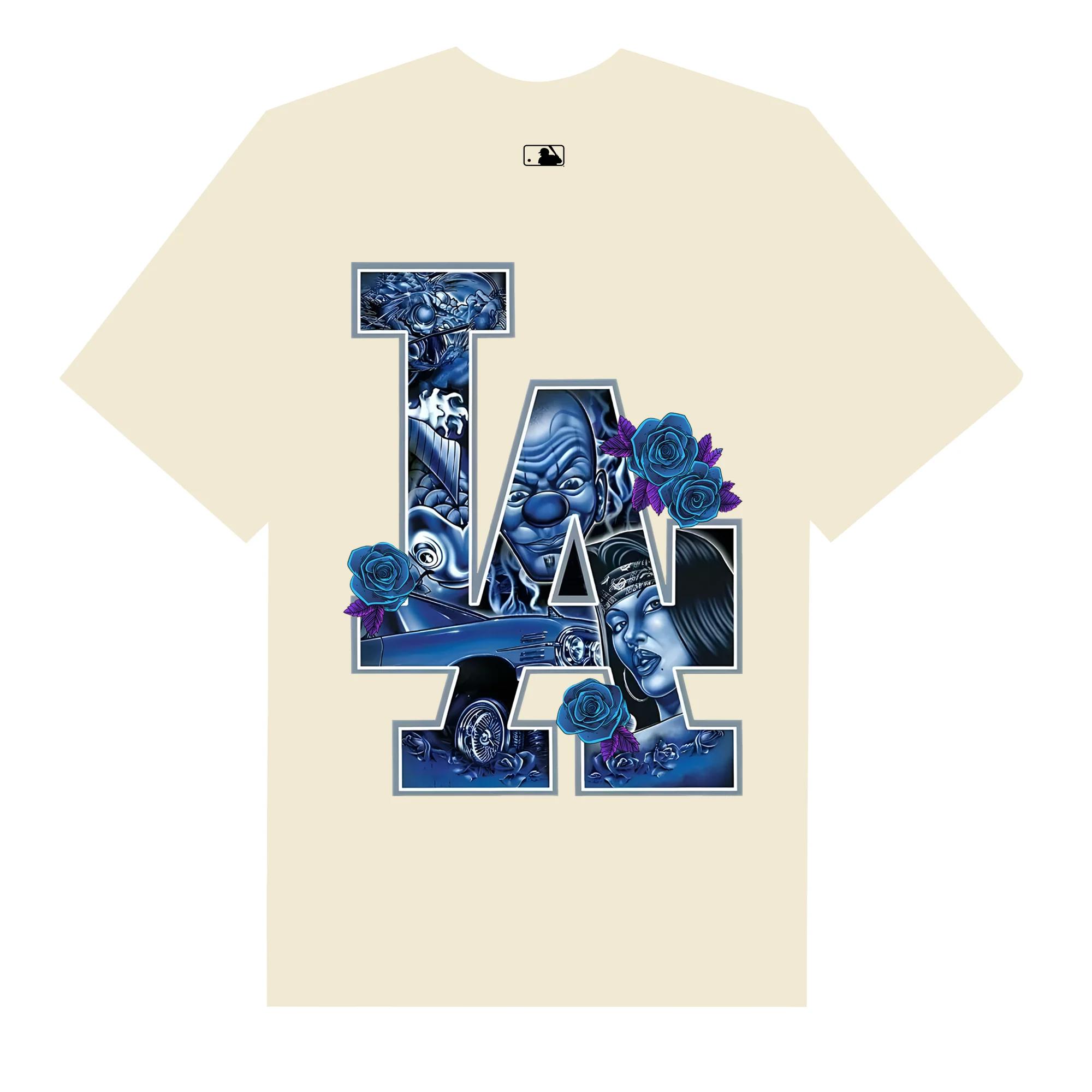 Mlb floral blue rose gangster t-shirt