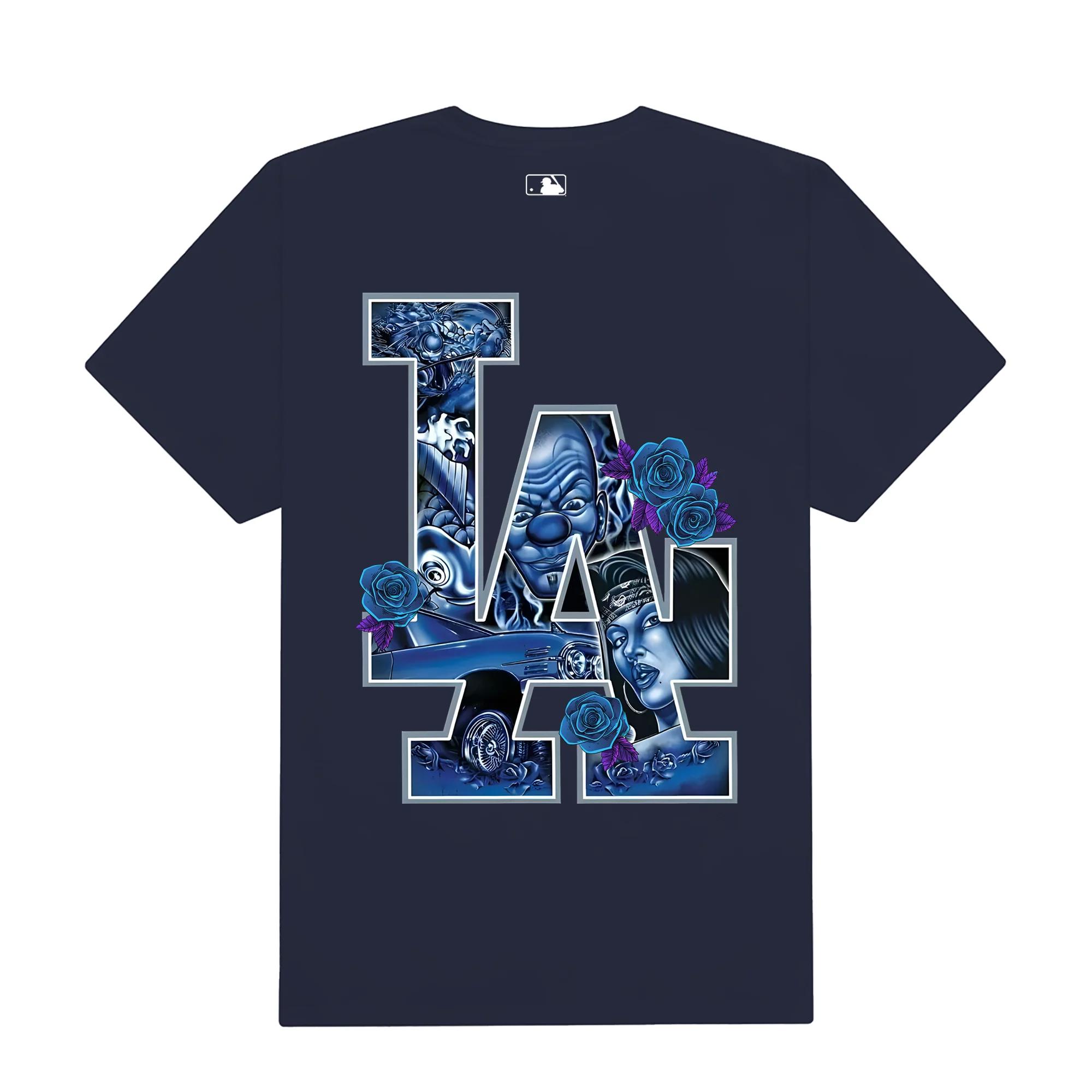 Mlb floral blue rose gangster t-shirt