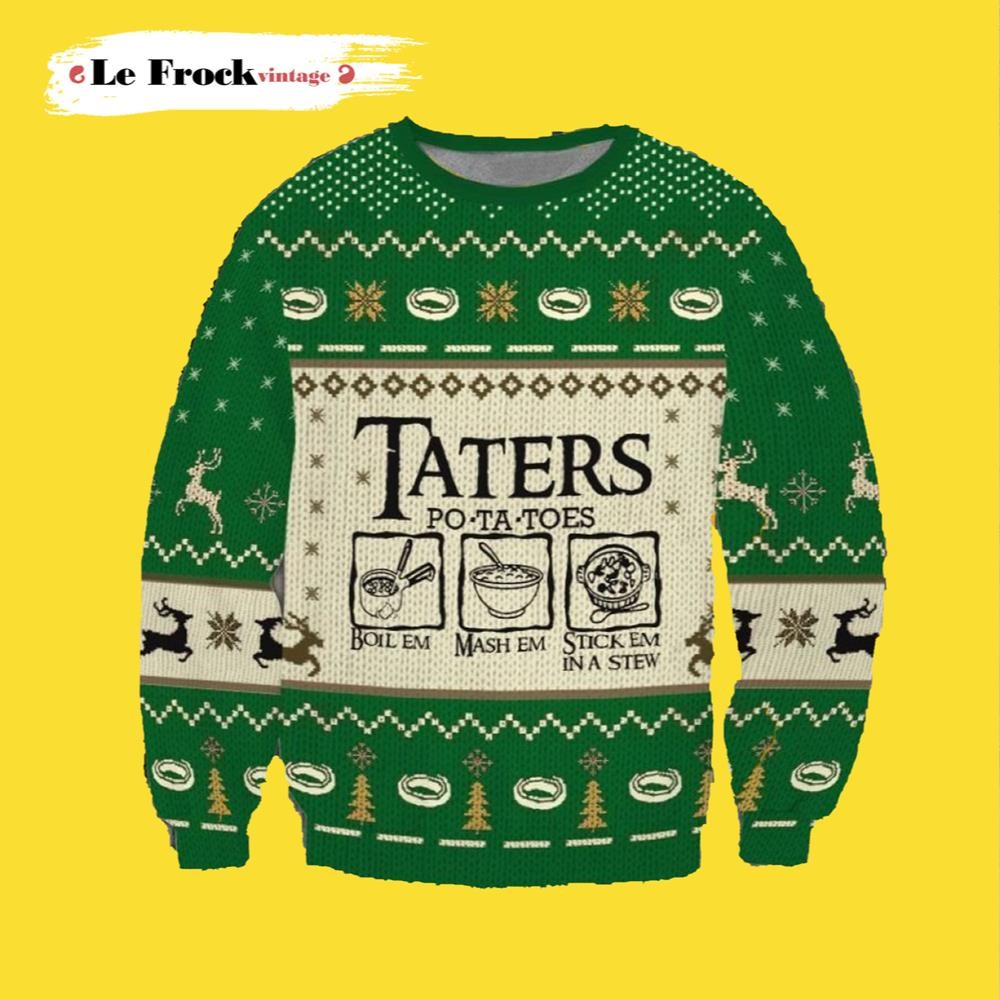 Taters Potatoes Lord Of The Rings Ugly Christmas Sweater
