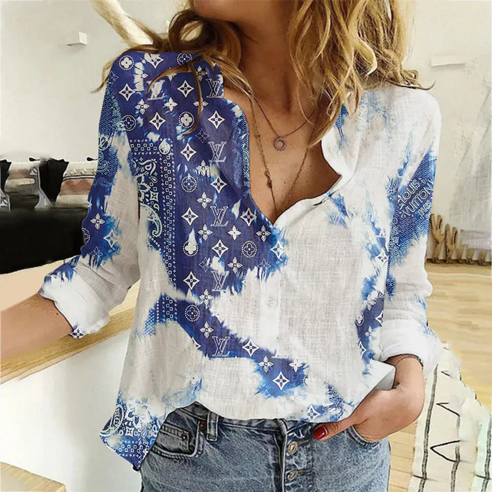 Louis Vuitton Bootleg Graphic Tee 2025 Blue Bandana Tie-Dye Shirt