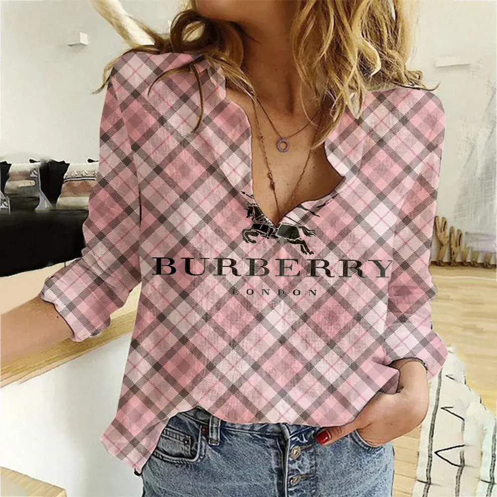 Burberry London Pink Plaid Graphic Shirt Streetwear 2025